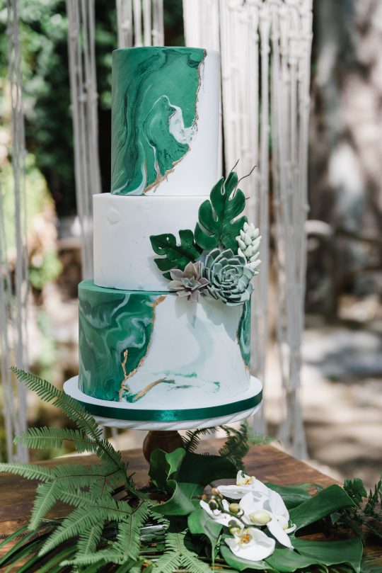 Emerald Green Marble Geode Wedding Cake