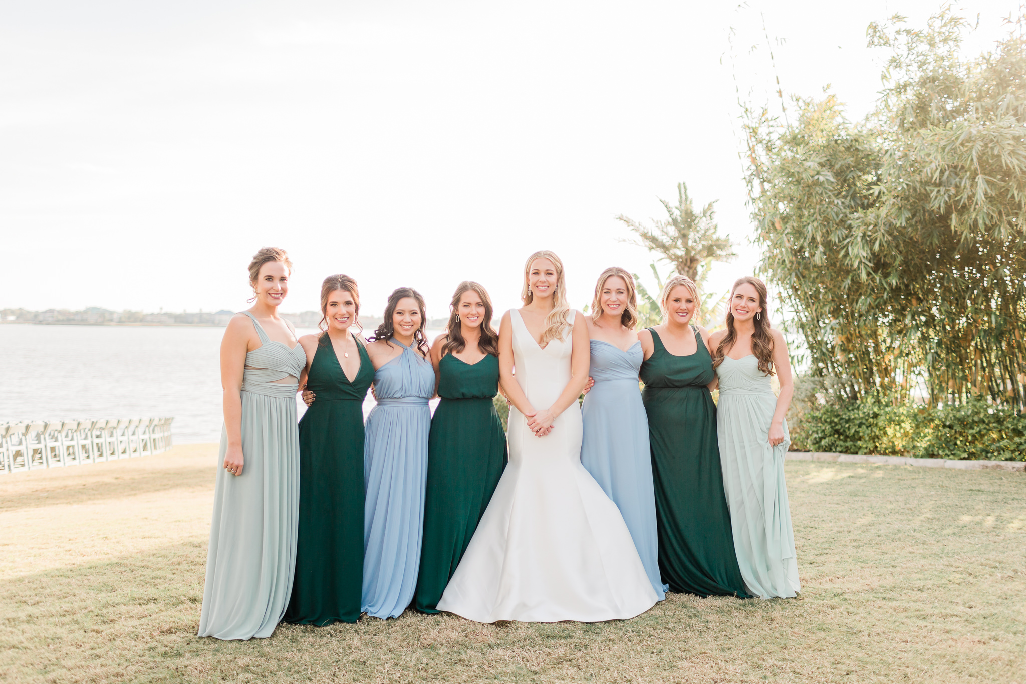 Green and Blue Bridesmaids Dresses