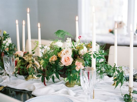 Romantic Rose and Greenery Centerpiece