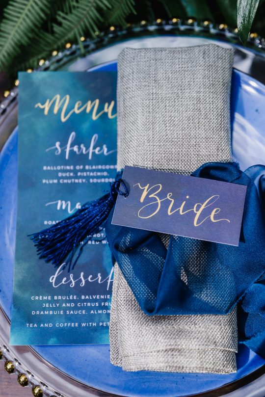 Watercolor Blue Wedding Place Setting