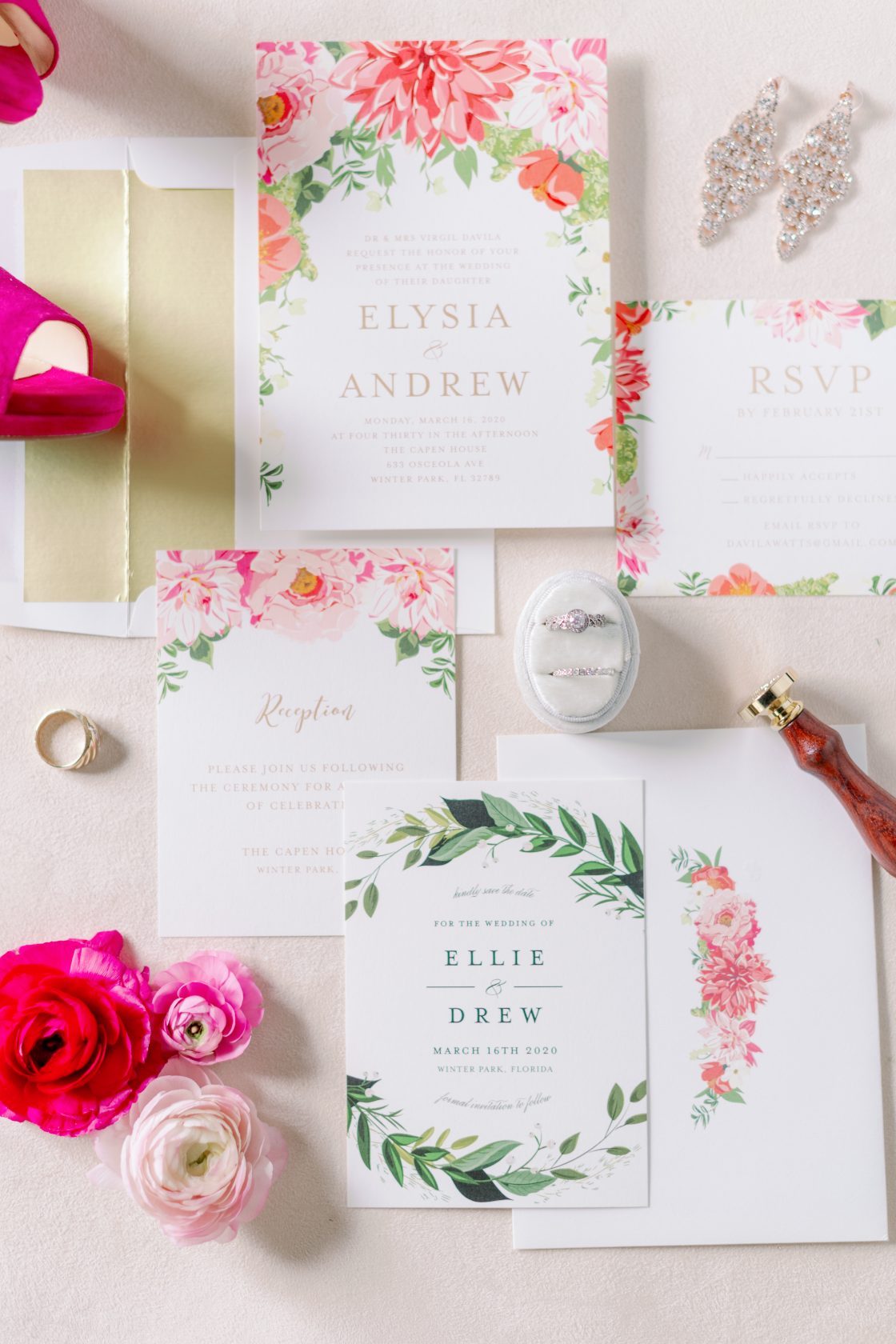 Fuchsia and Bright Pink Wedding Invitations