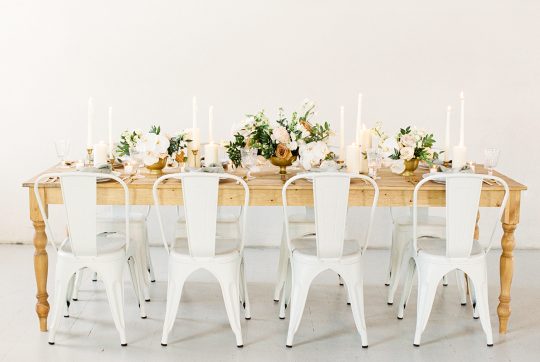 Ivory and Gold Micro Wedding Tablescape