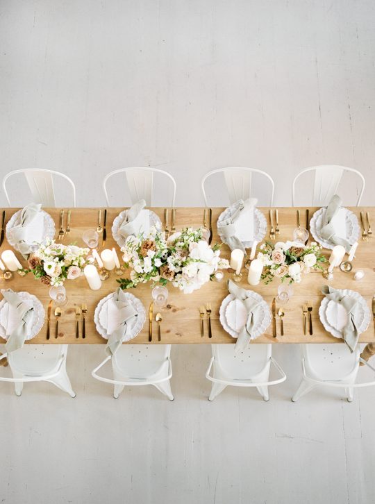 Monochromatic Natural Wedding Tablescape