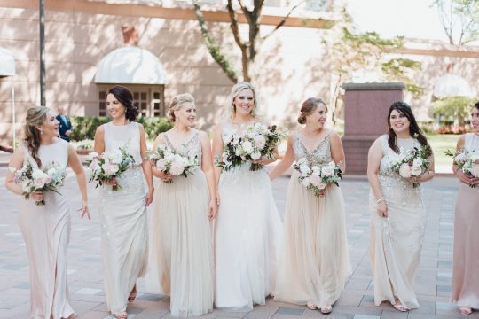 Champagne and Blush Bridesmaids Dresses