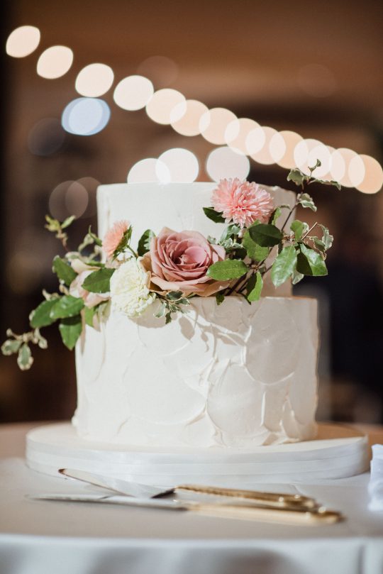 Classic Garden Wedding Cake with Fresh Flowers