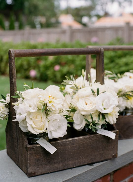 Classic White Rose Stock Dahlia Wedding Bouquet