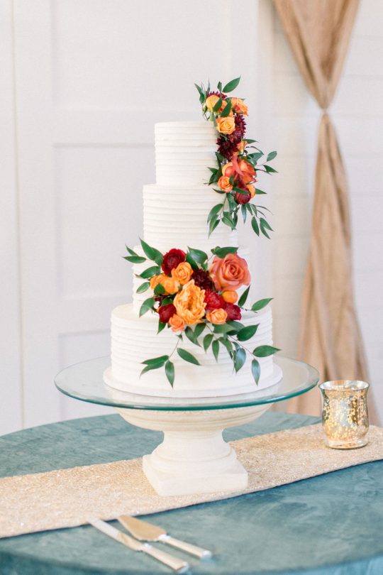 Fall Rose Wedding Cake