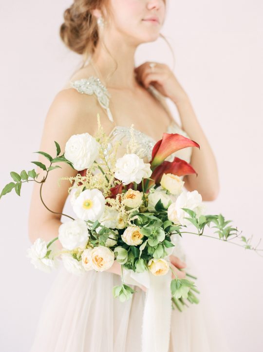 Organic Ranunculus Poppy Calla Wedding Bouquet