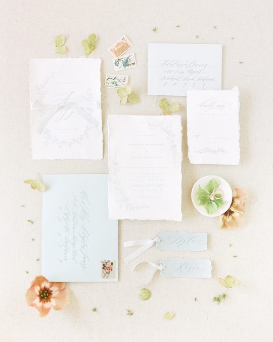 Romantic Ivory Calligraphy Wedding Invitation Suite