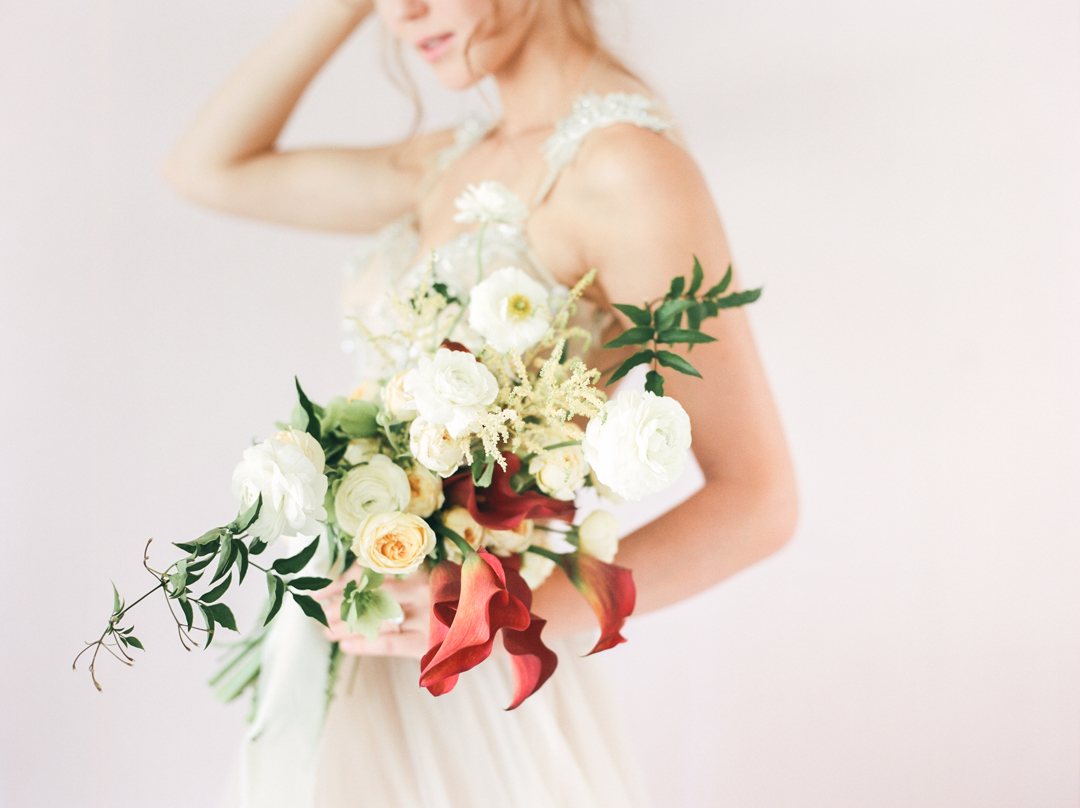 White Ranunculus Poppy Astilbe Wedding Bouquet