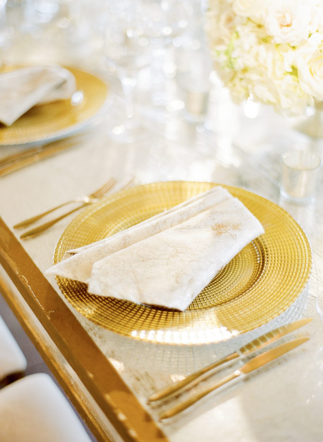 Gold and Ivory Wedding Reception Place Setting