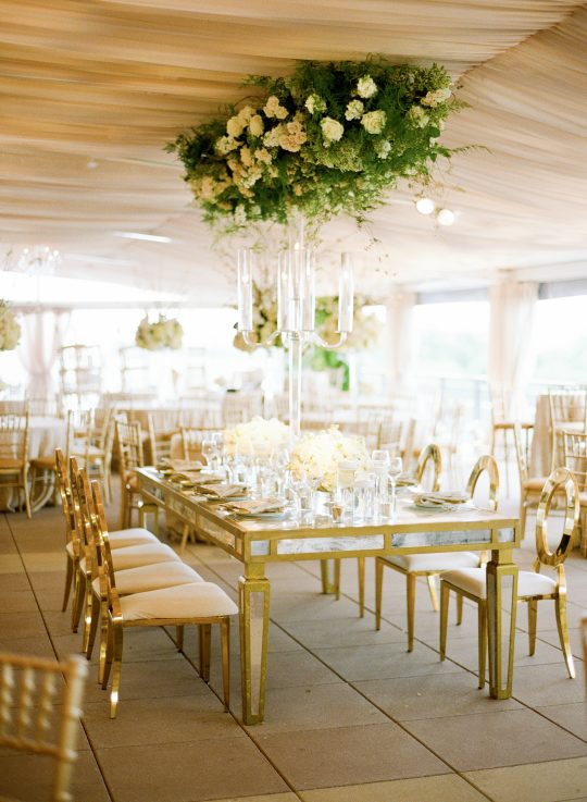 Greenery Chandelier Wedding Reception Florals