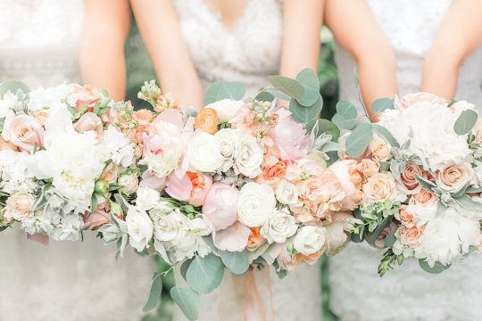 Ivory Peach Blush Rose and Peony Wedding Bouquets
