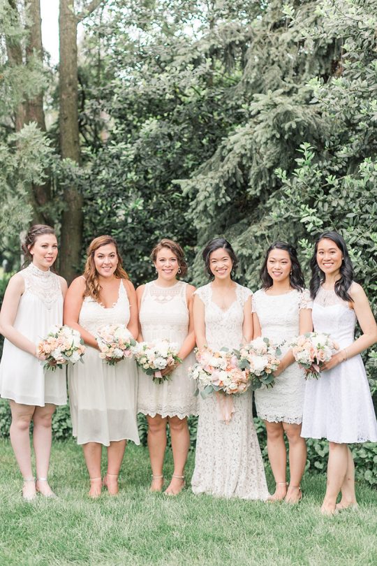 Soft Blush and Ivory Bridesmaids Dresses
