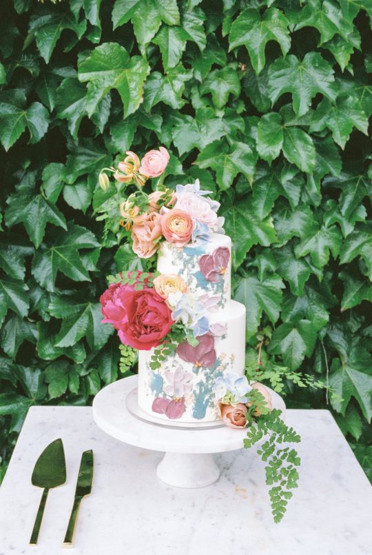 Floral Watercolor Inspired Wedding Cake