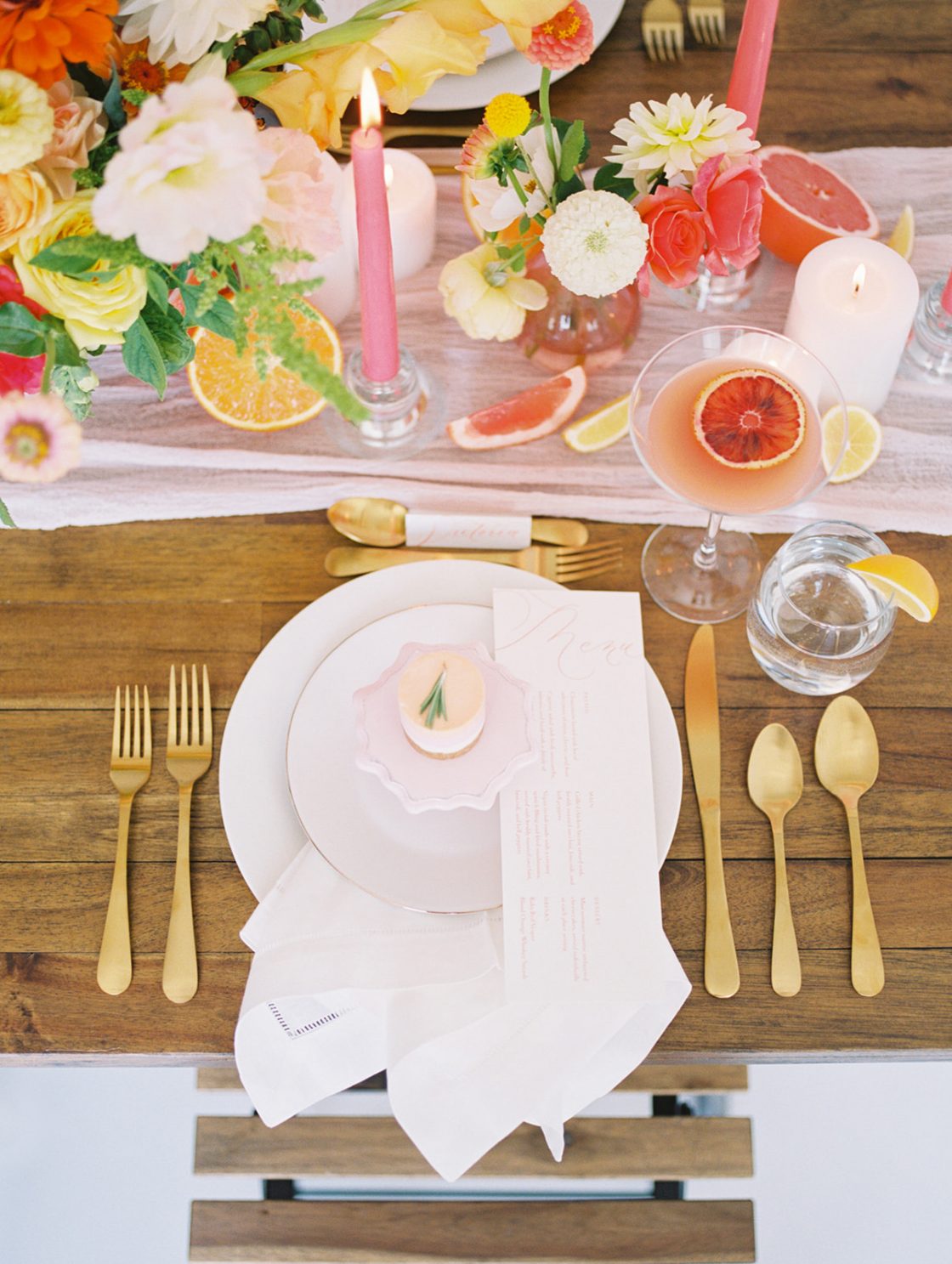 Gold and Pastel Wedding Tablescape