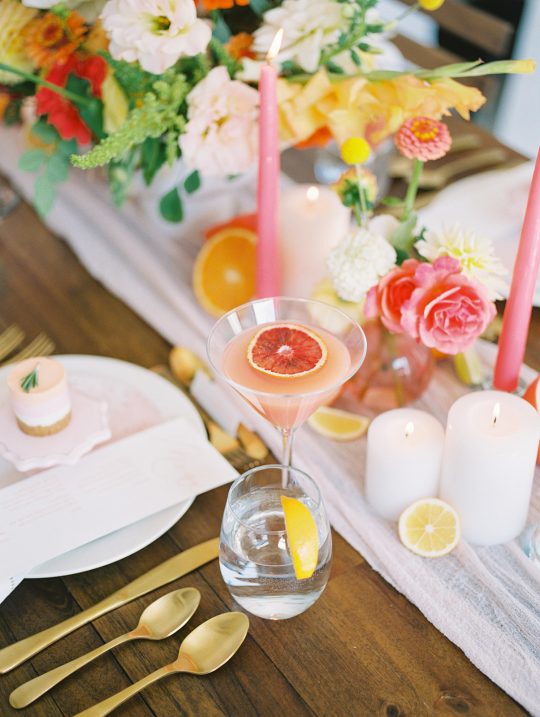 Pink Grapefruit Inspired Wedding Tablescape