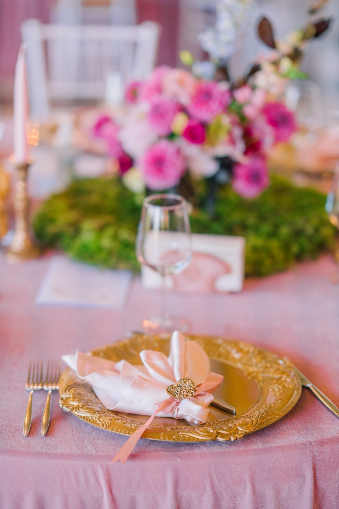 Pink and Gold Wedding Reception Decor