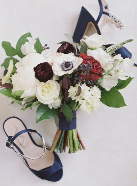 Rich Burgundy and White Wedding Bouquet