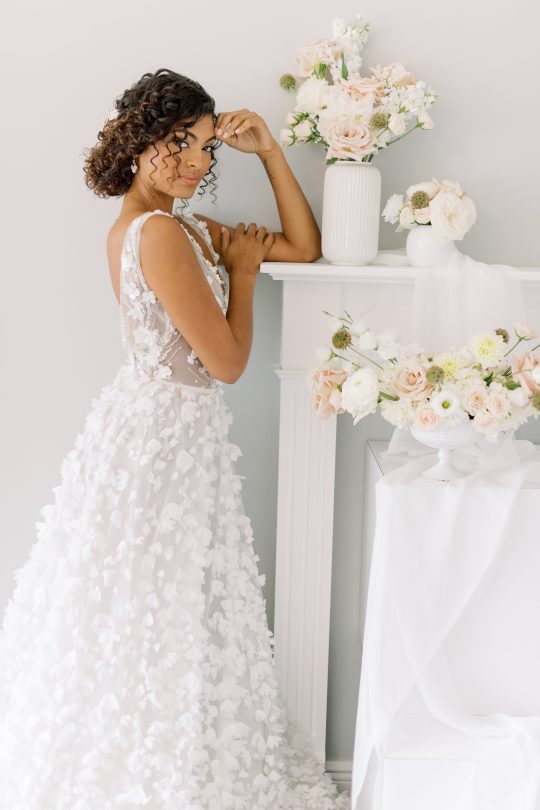 Textured Floral Wedding Gown