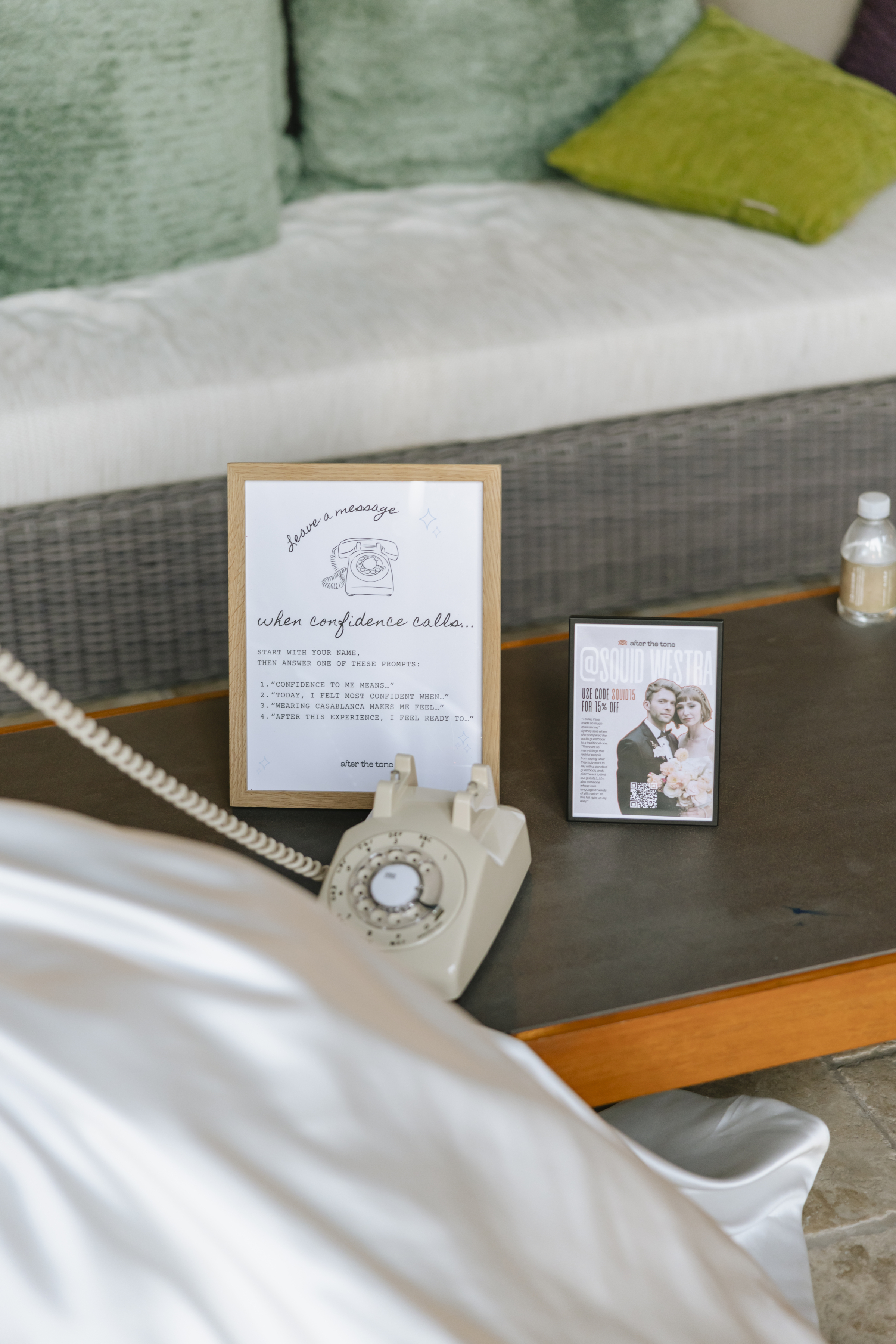 aftertone phone for leaving confidence messages at Casablanca Bridal’s Confidence Campaign